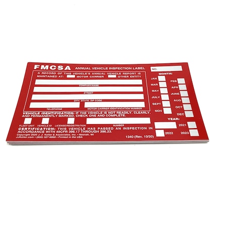 Truckspec Annual Vehicle Inspection Label Aluminum Label With Punch Boxes 54SN